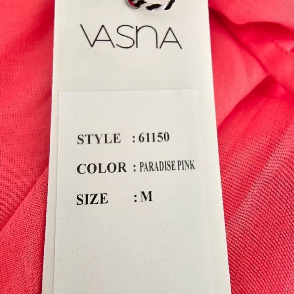 Vasna Paradise Pink Coral Sleeveless Wrap Dress - 100% Cotton - Size Small - Picture 4 of 13